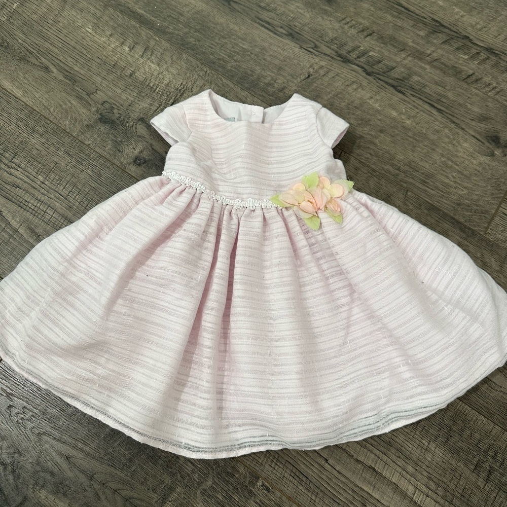 Pippa & Julie 3 months light pink dress dressy photos flowers tie back